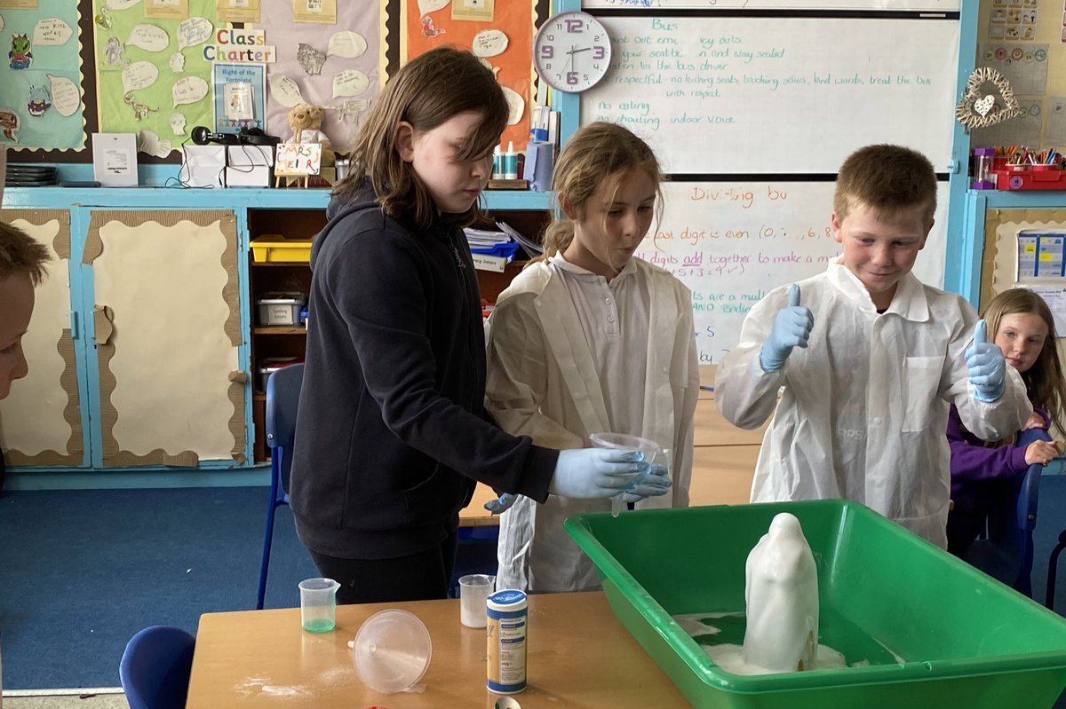 Yesterday, we carried our experiments to make an erupting volcano 🌋