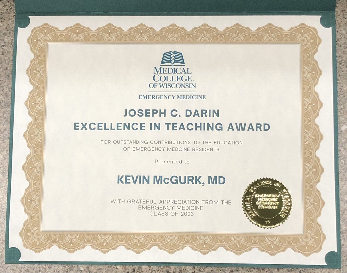 Truly honored to have received this from the graduating residents @MCWEmerMed. It remains a privilege to work with such an incredible group.