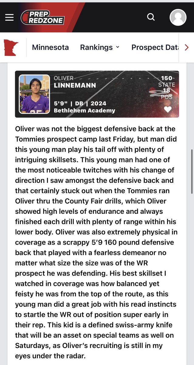 Thanks <a href="/NWahlScouting/">Nate Wahl</a> for the write up! 
<a href="/PrepRedzoneMN/">Prep Redzone Minnesota</a>