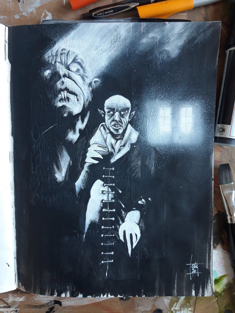 Ink and acrylic on paper.
#nosferatu #horrorart #dracula #blackandwhiteart #illustration #penandink #inkdrawing #acrylicpainting #traditionalart #ironage