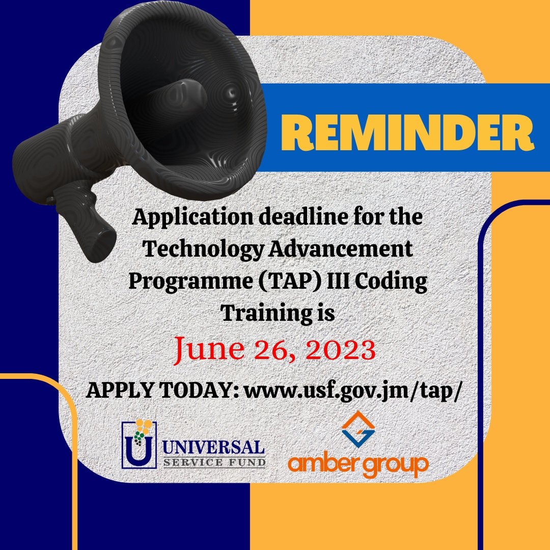 usfjamaica's tweet image. Unlock your digital potential with our FREE 12-month coding training! Applications are open until June 26th, 2023, with the journey beginning this August.
Ignite your coding journey today and apply at usf.gov.jm/tap/
#USF #BridgingTheGap #CodingCourse #TAPIII #MSET
