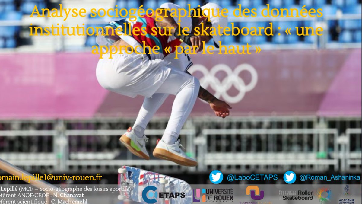 Rendez-vous demain (vendredi 23 juin) à 11h30 pour la restitution de mes travaux sur les #Skateparks dans le cadre de la bourse olympique. <a href="/univrouen/">Université de Rouen Normandie</a> <a href="/IrihsUniversite/">IRIHS - Université Rouen Normandie</a>
Lien :

zoom.us/j/94295959812?…

ID de réunion : 942 9595 9812
Code secret : 844528
 
A demain!