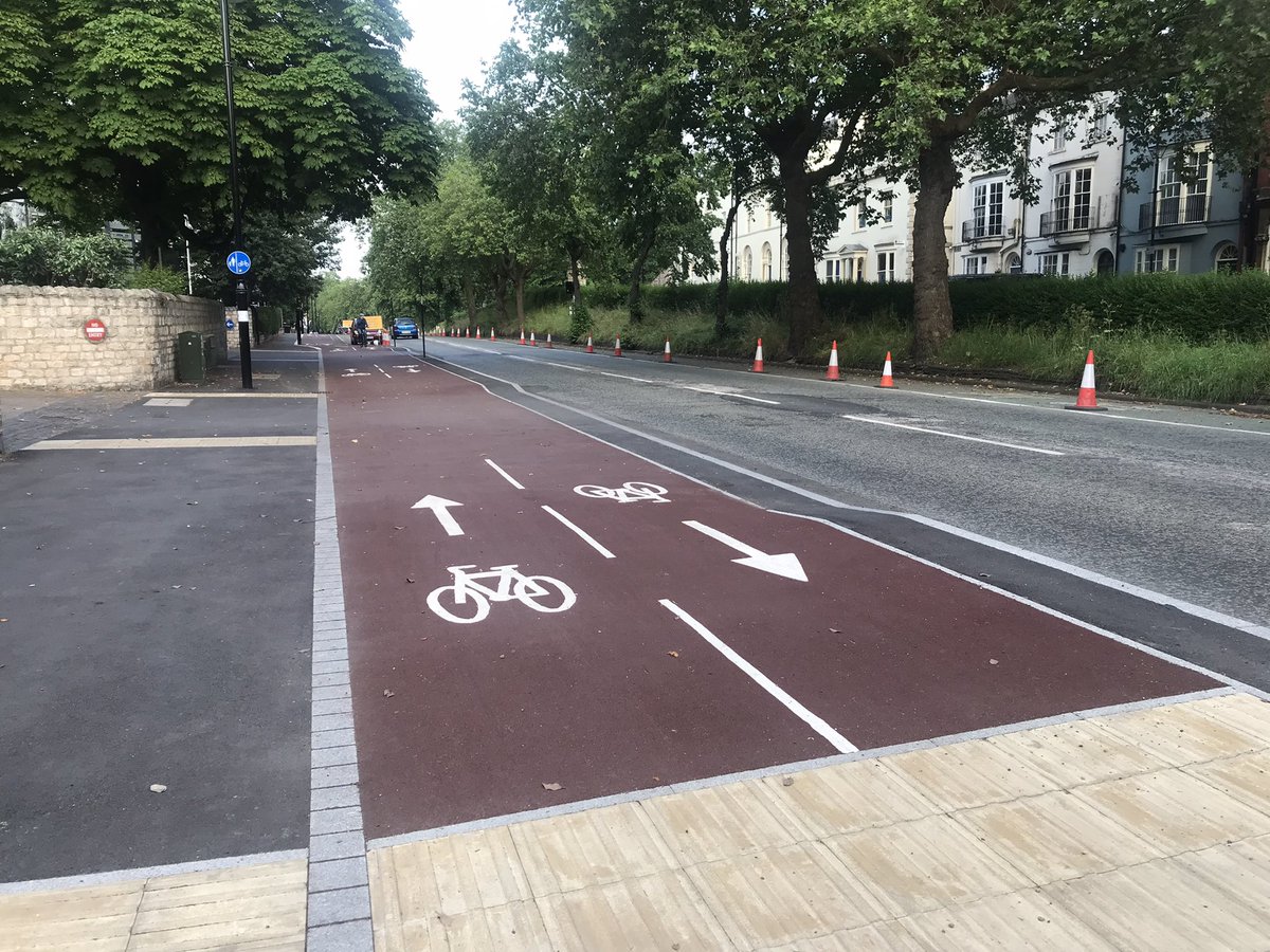 DemocratSteve's tweet photo. I’ve been visiting the city of Doncaster while attending an @RMTunion training course this week, and it’s amazing how much better the local cycling provision is here than in Worcester. 

It looks like they have reduced road space in places to accommodate cyclists. https://t.co/h99taHUvhv