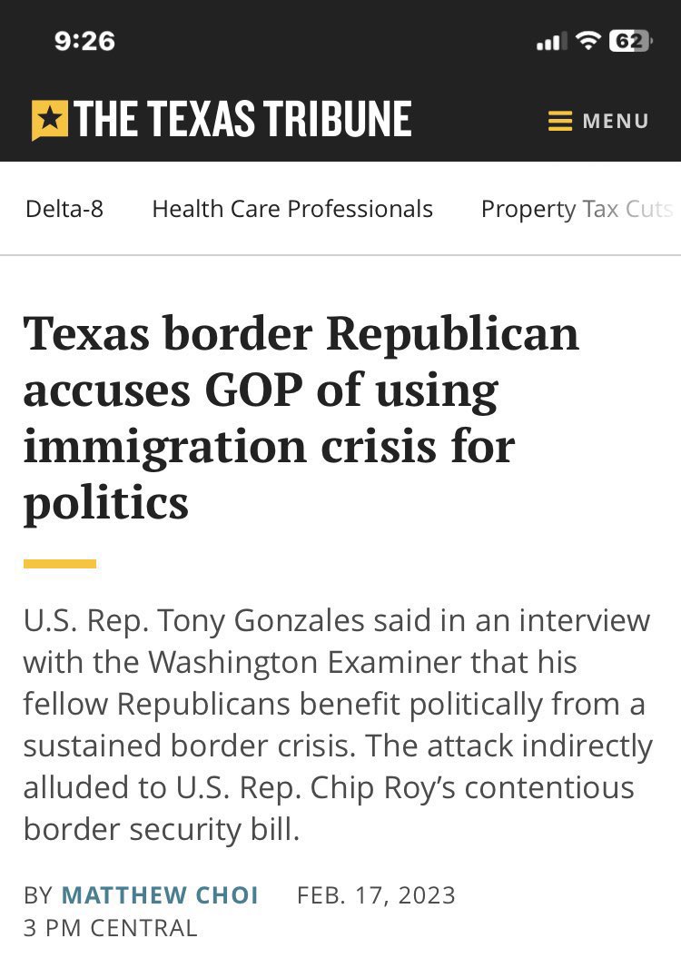 @therecount GOP in 2021 vote down “Border Funding Bill”.
GOP in 2022 oppose Funding for Border Support, Security & Services.
GOP in 2023, Debt Ceiling GOP plan includes cutting 2,000 Border Agents & cuts to legal check points.
GOP 2023 - Texas R accuses GOP of using Border as Political tool.