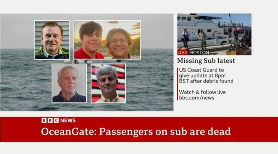บริษัท Ocean Gate ออกแถลงการณ์ว่าผู้โดยสารทั้งหมดเสียชีวิตแล้ว (ก่อนหน้า press conference ของทีมปฏิบัติกาารค้นหาครึ่งชม.) #เรือดําน้ํา #เรือดําน้ําไททัน