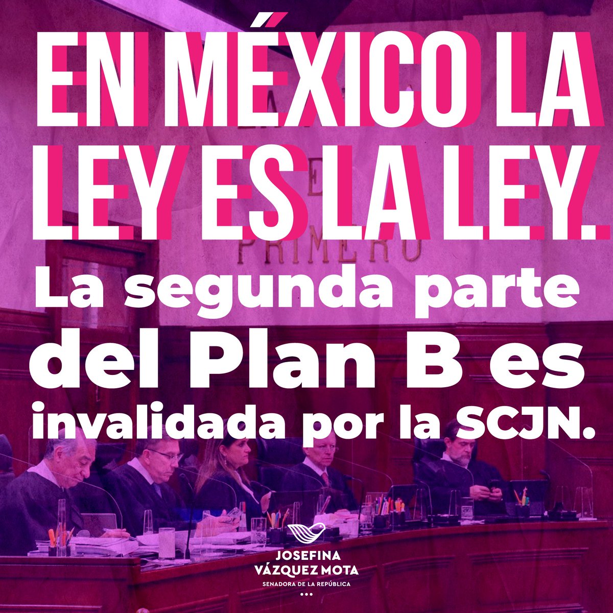 Mi reconocimiento a la mayoría de las y los ministros de la @SCJN que una vez más, defendieron nuestra libertad y nuestra democracia.
#ElPlanB es inconstitucional. ¡Nuestra democracia no se toca!