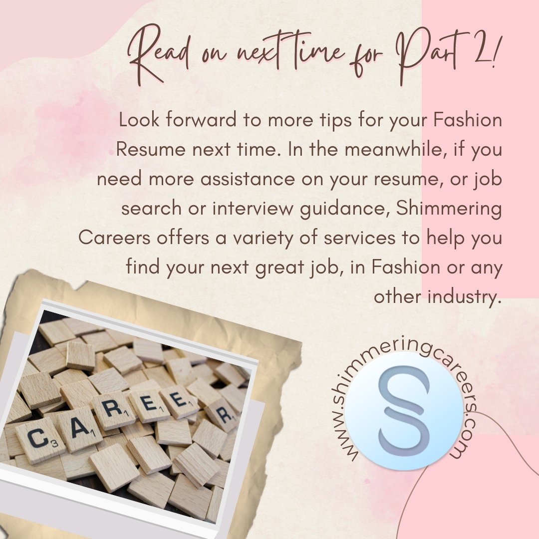 3/3 Fashion Resume Tips to Shape Your Future Part 1  Versace said, “I am not interested in the past, except as the road to the future.' Read on for tips for finding your next great job, in fashion or any industry. #fashion #fashionresume #resumetips #resumeadvice #resumewriting