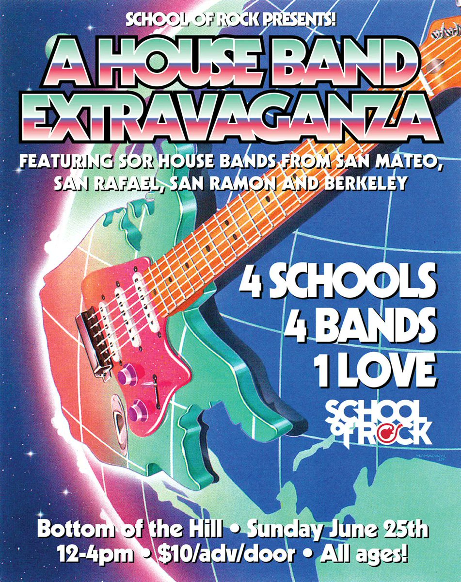 🎸 School Of Rock presents: House Band Extravaganza! 📅 6/25, 12PM 📍 Bottom of the Hill, SF 🎟️ $10, All Ages 🤘 Featuring 4 epic house bands including Liars Dice! 🎵 #SchoolOfRock #Extravaganza #LiarsDice #sorsanramon