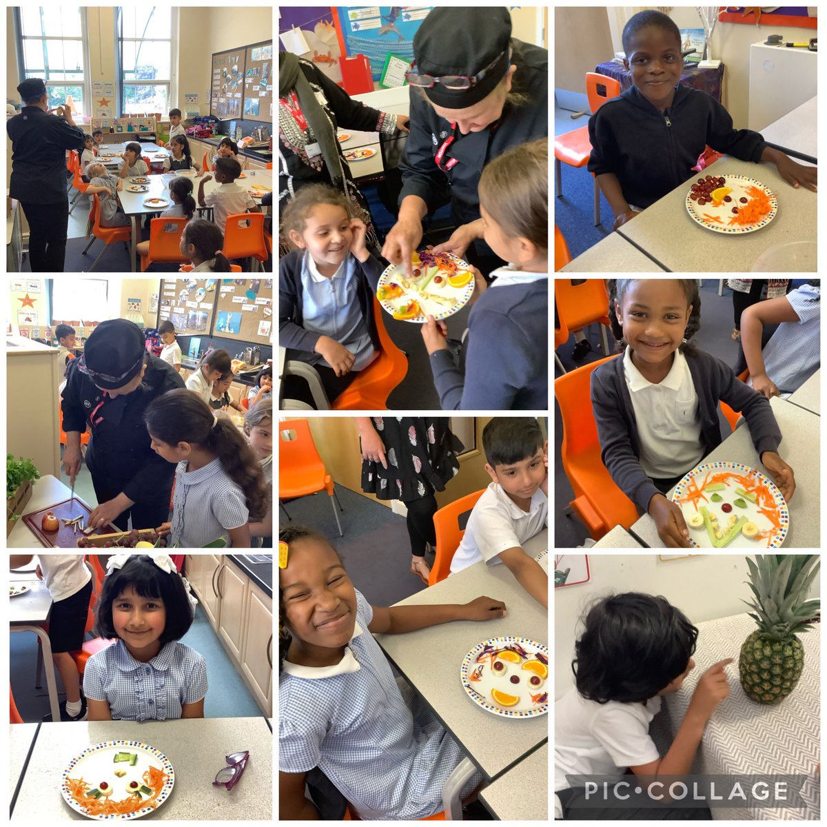 PindersPrimary's tweet photo. Thank you so much @JANEHINDMARCH for such a lovely morning! The children love learning about different fruits and vegetables while creating their amazing faces!! @ISSFoodServices https://t.co/CoFFgMoczW