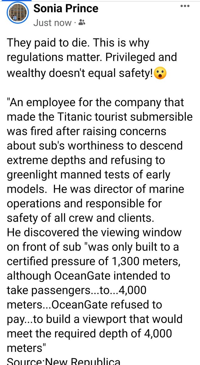 19 yr old didn't deserve to die. Unfortunate his horrible father led him to his death. 
I hope the submersible company organizing this Titanic viewing expedition is forced to pay for all recovery efforts by Canada/US. 

#imploded #implosion Debris #Titanic #Submersible #titani