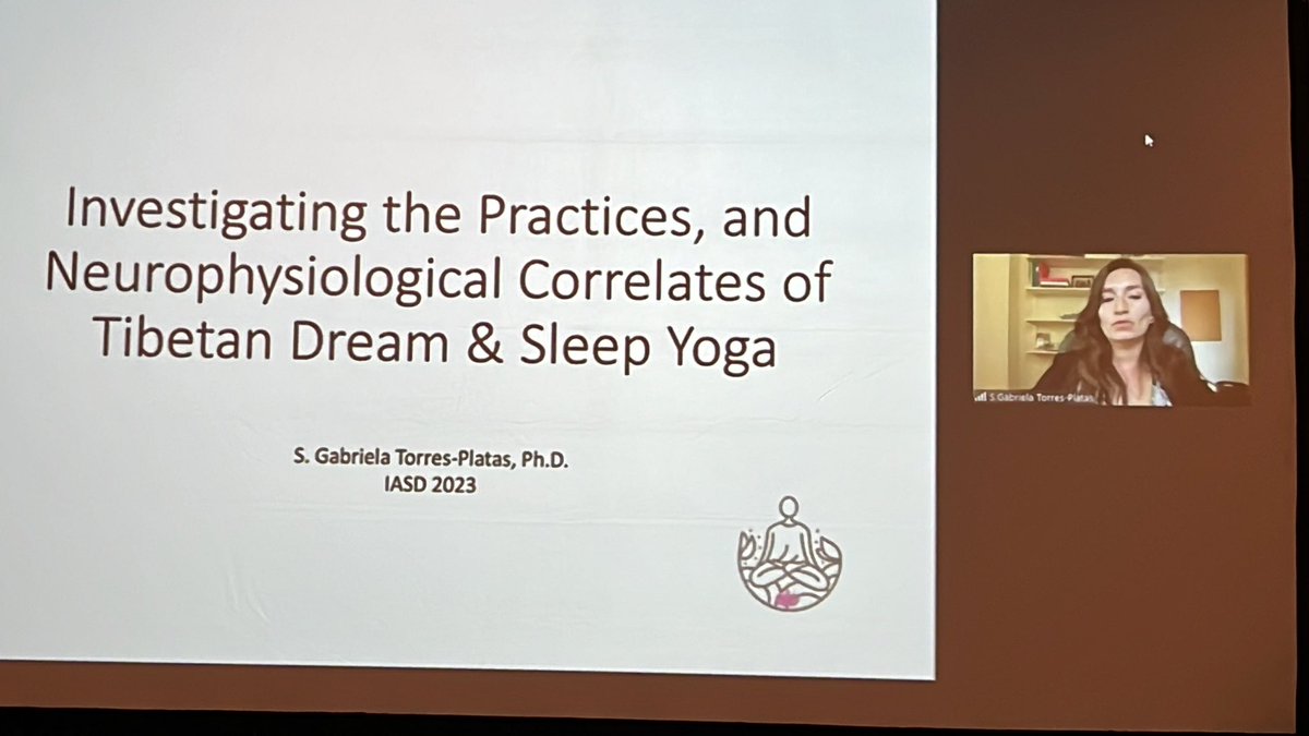 Mr_Laughter's tweet photo. Gabriella Torres-Platas presents on #neurophysiological correlates of #dream #yoga - shared #cultural  experience of this advanced meditation #iasd2023 @DreamScholars https://t.co/X6NaHCS4fZ