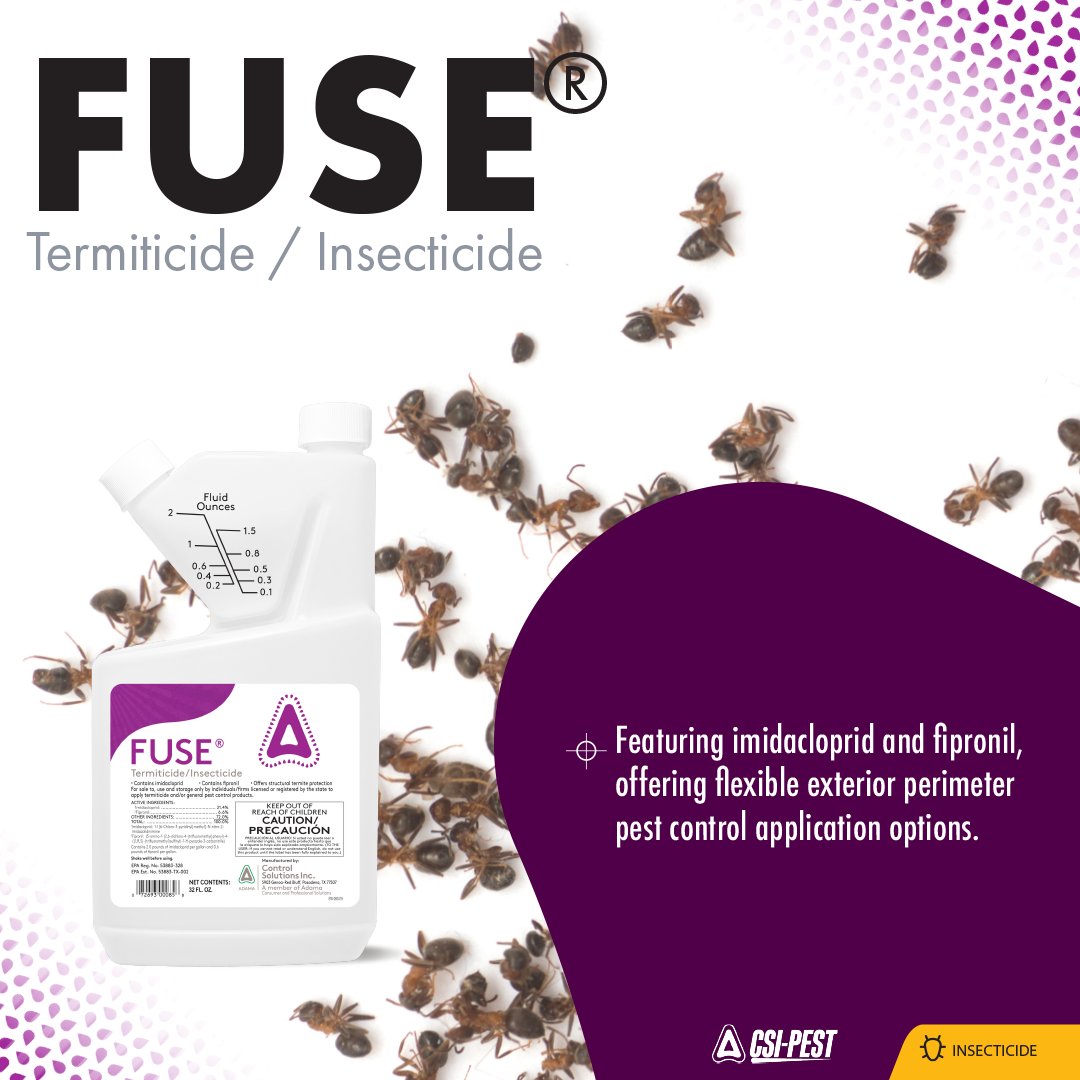Fuse features imidacloprid and fipronil, offering flexible exterior perimeter pest control applications. #Ants #CombinationChemistry #PMP #PestControl

Learn more about Fuse >> hubs.la/Q01RQcdw0