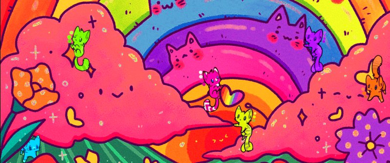 AshleyIrisR's tweet photo. @plaifa_art your rainbow cats have brought me so much joy! 💖🌈
I love seeing this image. also I hope you don't consider it too much of a travesty but I cropped, color adjusted, and added littles kitties I found elsewhere to it to be my car's wallpaper (I'm extremely into intense colors) https://t.co/b2msOq4Oyr