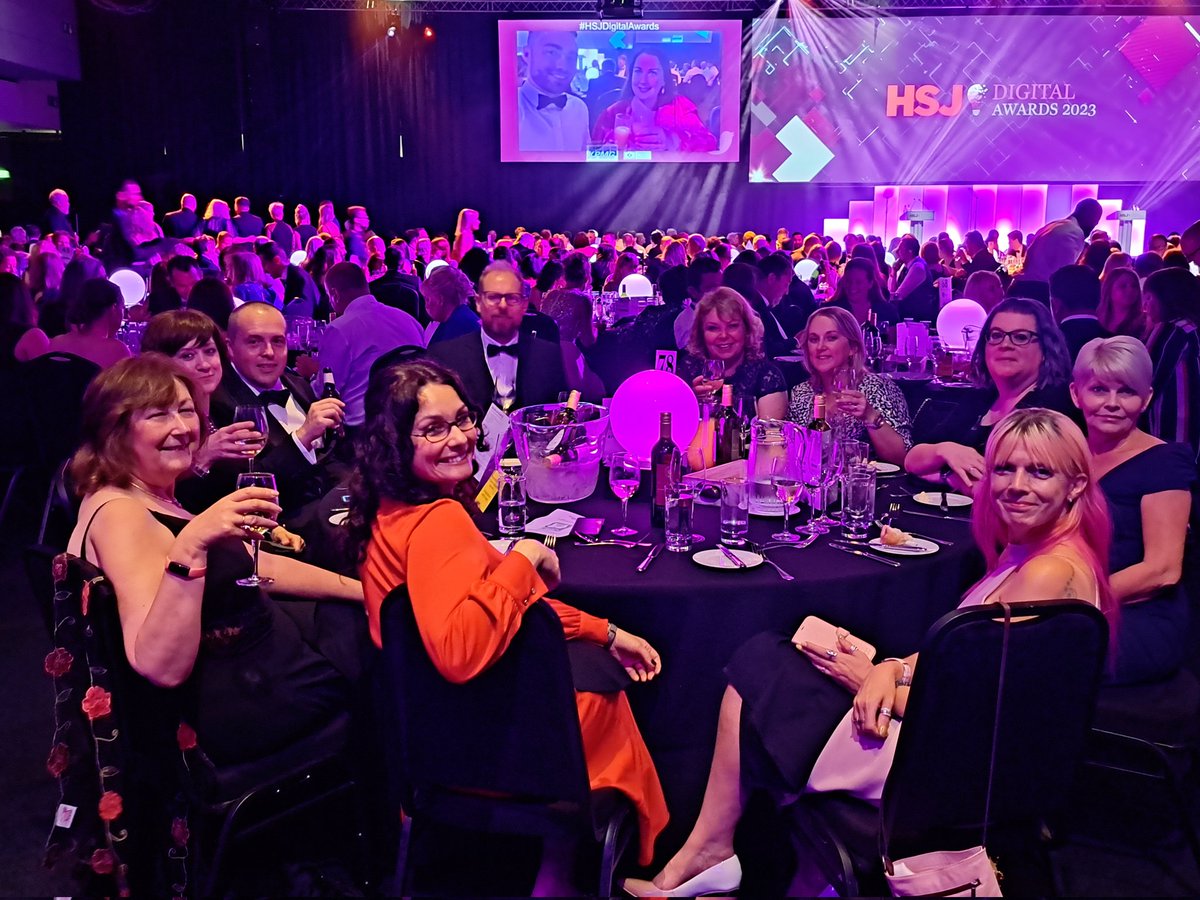 #HSJDigitalAwards 
<a href="/beadle_fran/">Fran Beadle</a> <a href="/Claire_H_Bevan/">Claire Bevan</a> Representating Cymru &amp; <a href="/DHCWales/">Digital Health and Care Wales</a> at HSJ awards! Teams from ISD, Pharmacy &amp; WNCR flying the flag on table 78! 🏴󠁧󠁢󠁷󠁬󠁳󠁿🏴󠁧󠁢󠁷󠁬󠁳󠁿🏴󠁧󠁢󠁷󠁬󠁳󠁿
Come say Croeso!