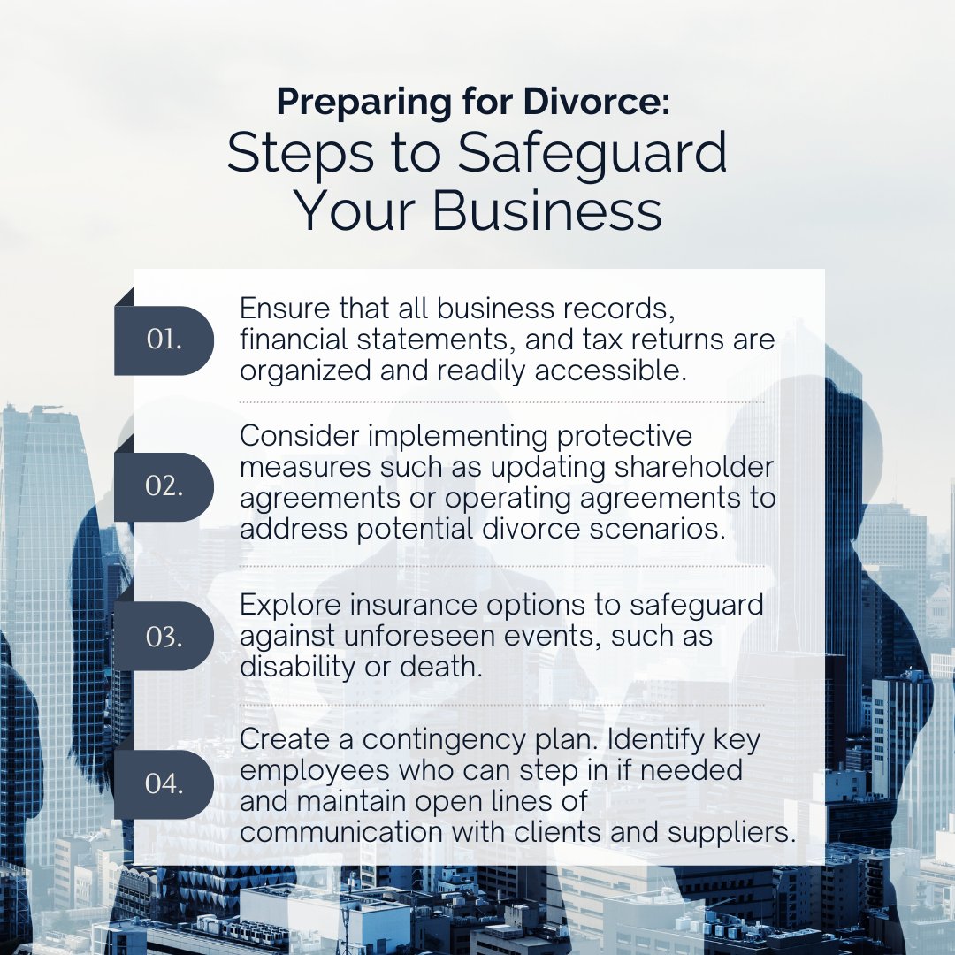 Protecting your business during divorce is crucial! Don't let divorce disrupt your business's success. Check out our latest post for expert tips on protecting your business. #DivorcePreparation #BusinessProtection #BusinessDivorce