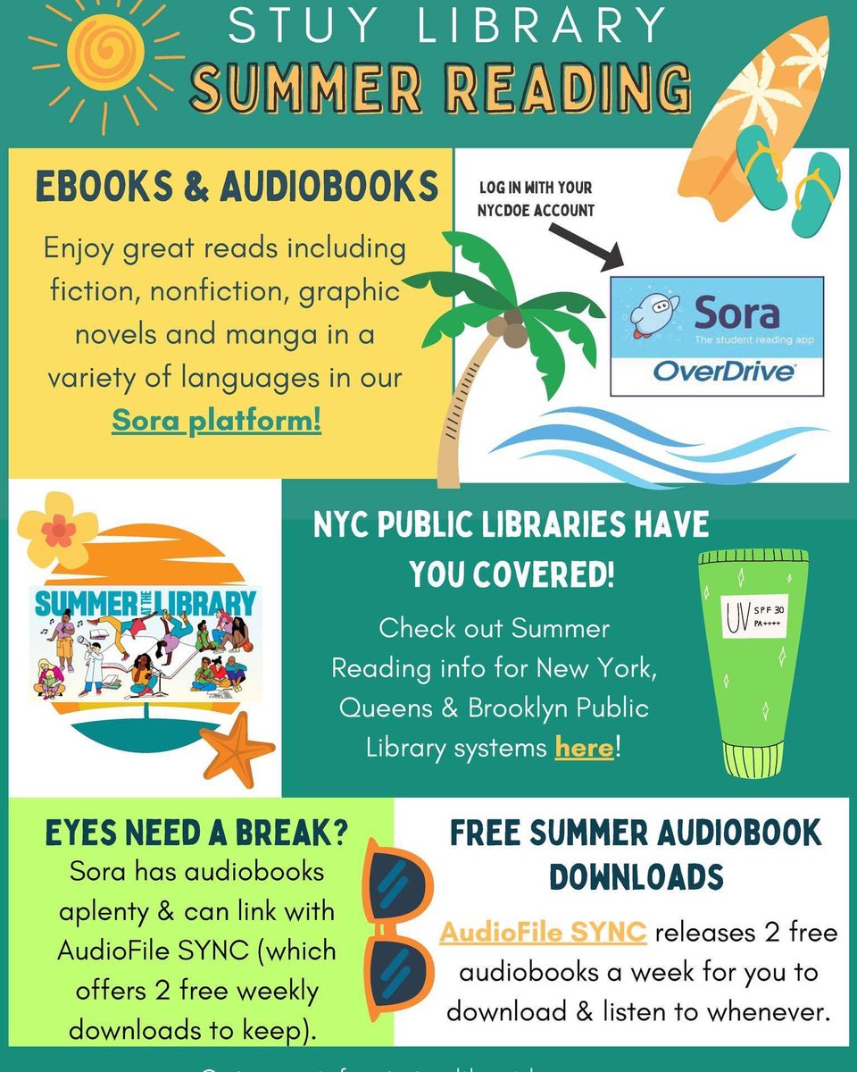 StuyNY's tweet photo. @stuylib is holding an @nypl card drive in the Stuy Library on 6/26 from 10-1pm! Stop in & get Summer Reading info from NYPL & get digital reading resources from @StuyLib! .#StuyFunFact: Our Library checked out 21,210 books this school year! #StuyReads https://t.co/1TapLnYufc