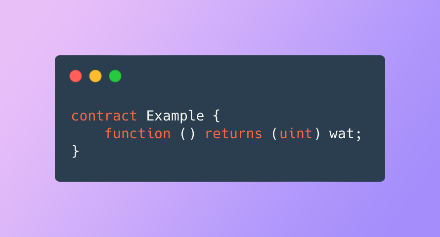 wild solidity fact of the day

(kinda afraid to share this one...)

in a solidity contract, you can define a state variable with a basic type (uint, etc.), a mapping type, an array type, and so on

but you can also define with a 𝗳𝘂𝗻𝗰𝘁𝗶𝗼𝗻 𝘁𝘆𝗽𝗲 😵

look closely! this is
