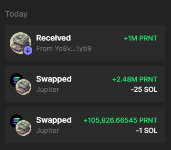 NetooBit's tweet photo. I just joined the @printonsol community and I gotta say I'm pretty impressed. 

Picked up 1 sol worth at first to check them out.  

Less than an hour later I saw a 1 million $PRNT giveaway for the next person to make a 25 sol purchase!

Got those $PRNT

Big shout out to the team!  

LFG!
