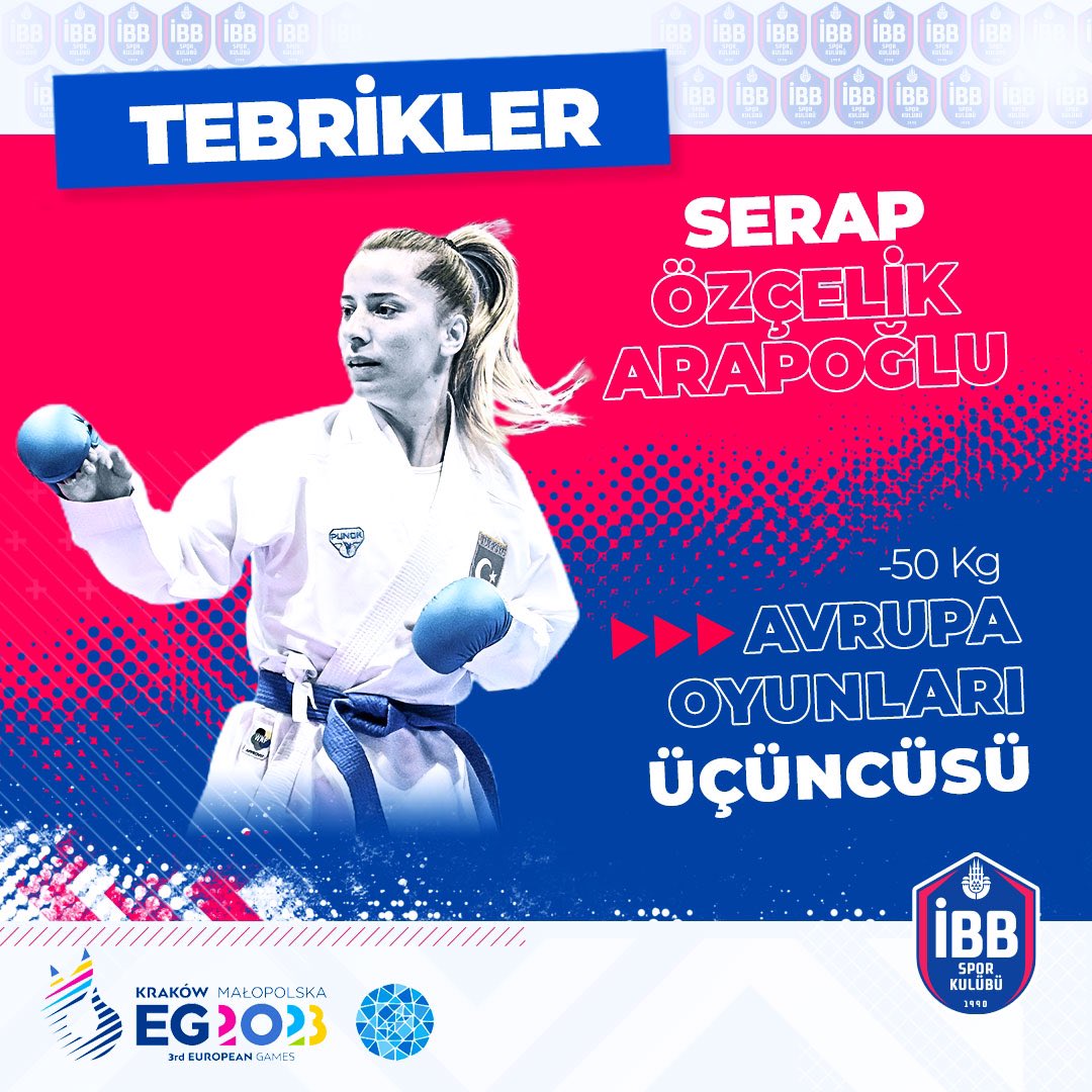 ibbsporkulubu's tweet photo. Serap Özçelik Arapoğlu, 
Avrupa Oyunları Üçüncüsü!🇹🇷

🥋Polonya'da düzenlenen 3. Avrupa Oyunları’nda karate kadınlar kumite -50 kiloda sporcumuz Serap Özçelik Arapoğlu, bronz madalyanın sahibi oldu.🥉👏👏👏 https://t.co/JrFfp0mwZv