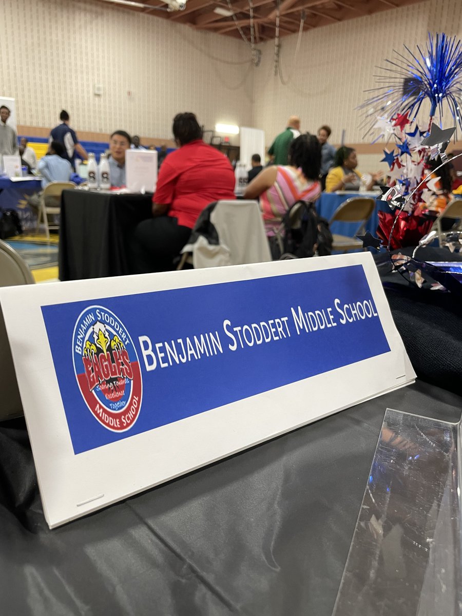 BSMS_PGCPS's tweet photo. Whirlwind day for the Stoddert Eagles yesterday. We were excited to close out the day at the PGCPS hiring extravaganza! What an amazing turnout and fantastic event. Our leadership team is eager to welcome new EAGLES to the nest. #wesoar #bettertogether #pgcps https://t.co/adgaPSwYSi