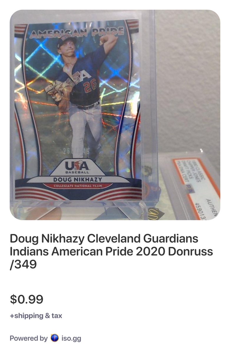 Doug Nikhazy Cleveland Guardians Indians American Pride 2020 Donruss /349 #cwmarket 9521: Follow and reply with #cwmarket to claim and purchase! @CrackinWax https://t.co/JdV2mZiQvz