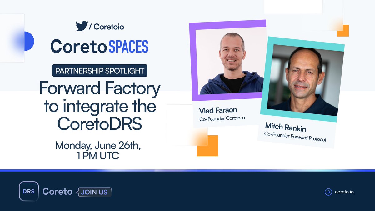 Coretoio's tweet photo. 🎙️Join us for a special #Spaces session with @ForwardProtocol!
We'll dive deeper into our #DRS integration, unlocking new possibilities for #reputation management on their no-code dApp building platform.
📅Monday, June 26, 1 PM UTC
🔔https://t.co/ZwPru7ha8g
#ReputationMatters https://t.co/rc2mrw6Pjg
