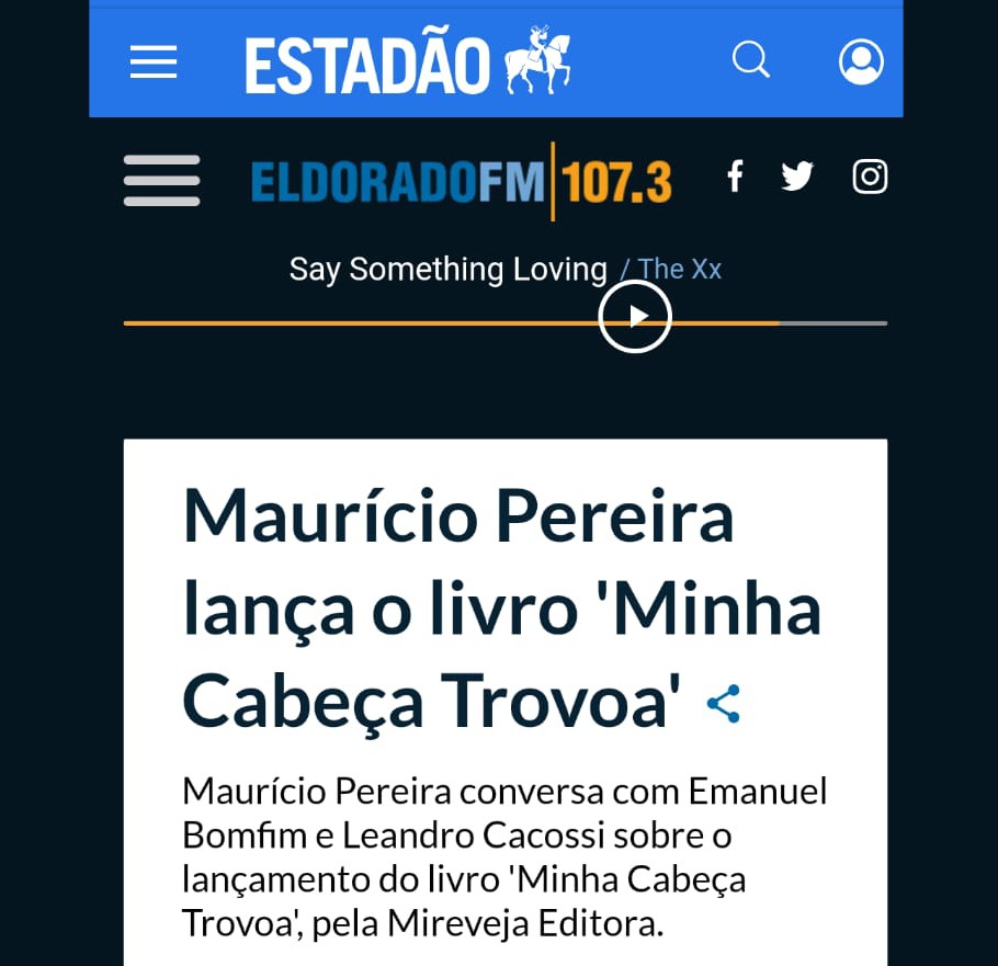Em entrevista para o programa Fim de Tarde, Maurício Pereira conta tudo sobre a publicação de "Minha cabeça trovoa" (lançamento do livro: 24/6 na livraria Martins Fontes da Vila Buarque, em SP, às 14h). Clica pra ouvir! open.spotify.com/episode/27msRa…