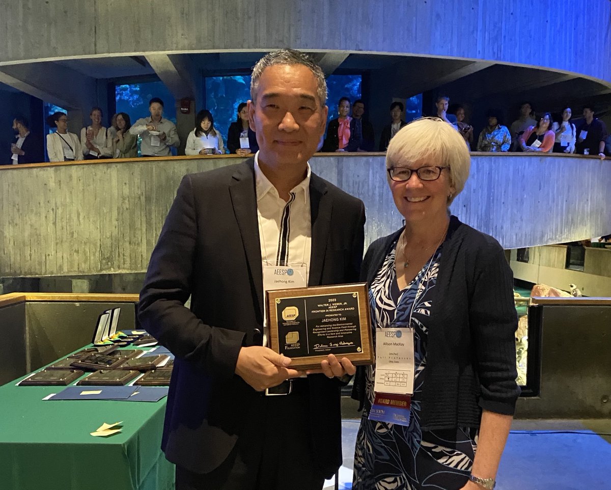 Kim Group <a href="/YaleEnvEng/">Yale Environ. Eng.</a> Reception during @AEESP2023_NEU. I was honored to receive Walter J. Weber Jr. AEESP Frontier in Research Award at the gala event - all the credit goes to my excellent students and postdocs, current and past!