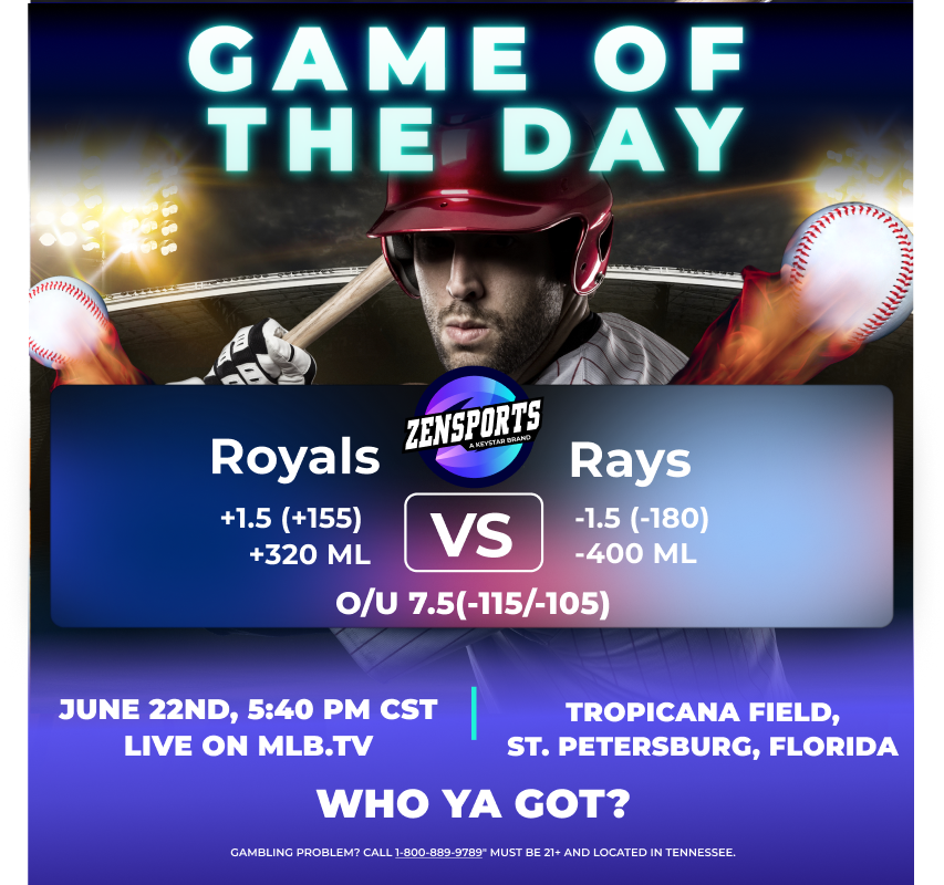VIPPlayTN's tweet photo. ๐ฅ Game Time Tonight! ๐ฅ
Join us as the Tampa Bay Rays take on the Kansas City Royals!
Make your bets, settle in, and get ready for an exciting evening of Baseball action!
#RaysvsRoyals #ZenSports #CashisBack #Baseball https://t.co/GY20uQbLzb