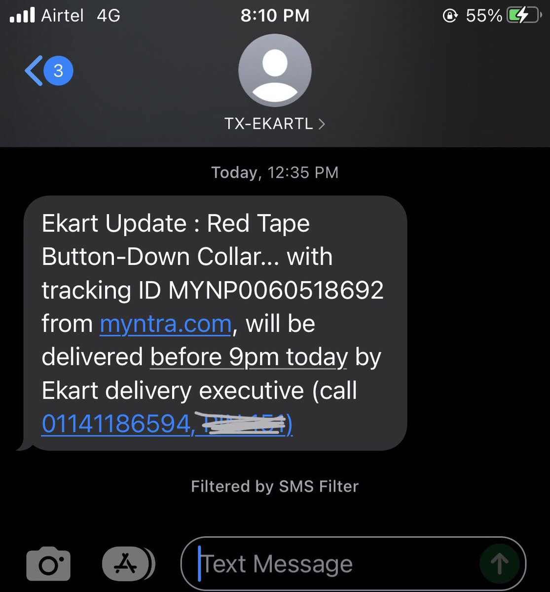 ImSachinn's tweet photo. @flipkartsupport @MyntraSupport 

the pathetic service provided by ekart or Flipkart.Since evening I call up delivery boy many times.he repeatedly cut my call .I share order msg below.
Where is my order  ?? https://t.co/0fqdspr3eb