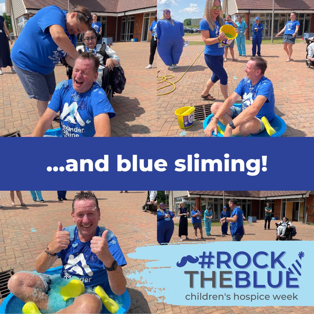 Today we went BIG and Blue 💙 Big Blue Bake off, Bluelympics and Blue sliming! Thank you to everyone that donated to cover Warren in blue slime. He raised over £500! Keep an eye out for a little video of his heroic moment earlier today..👀 #ROCKTHBLUE for #ChildrensHospiceWeek!