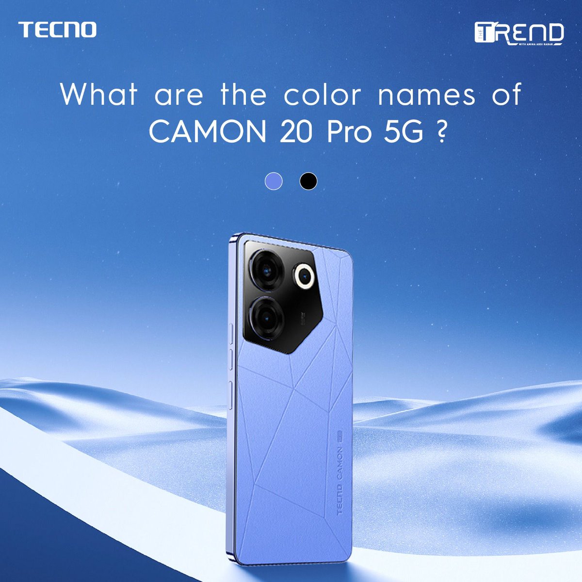 Giveaway Alert!

What are the colour names of TECNO CAMON 20 Pro 5G?

Use #CAMON205G #VideoMaster #HeyAmina #TTTT
