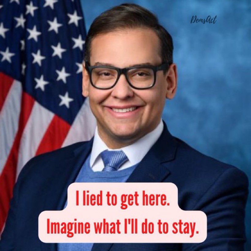 LePapillonBlu2's tweet photo. George Santos, just like Donald Trump, should be in prison. https://t.co/SZ9e5JAco6