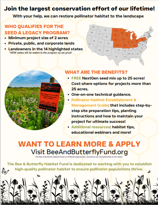 TBFredricks's tweet photo. @Bayer4Crops is proud to partner with the @beebutterflyorg to grow their Seed a Legacy program into more states each year, helping #honeybee, #monarch, and all #pollinators thrive.

#PollinatorWeek2023

https://t.co/vDrF6cf5XM https://t.co/pfe5csSQkz