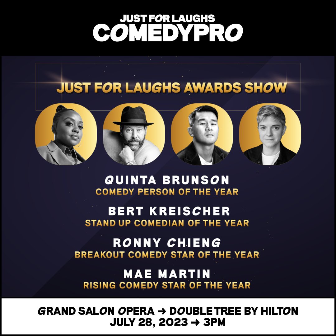 JFLComedyPro's tweet photo. JUST ANNOUNCED ‼️ It's time to celebrate and welcome the first wave of shows taking place at this year's JFL ComedyPRO, July 26-29! The Just For Laughs Awards Show is back, alongside so many incredible In Conversations, Cast Panels, Podcasts &amp; more!
🎫 https://t.co/qHdLlIr2Dk https://t.co/vlP5Ob70io