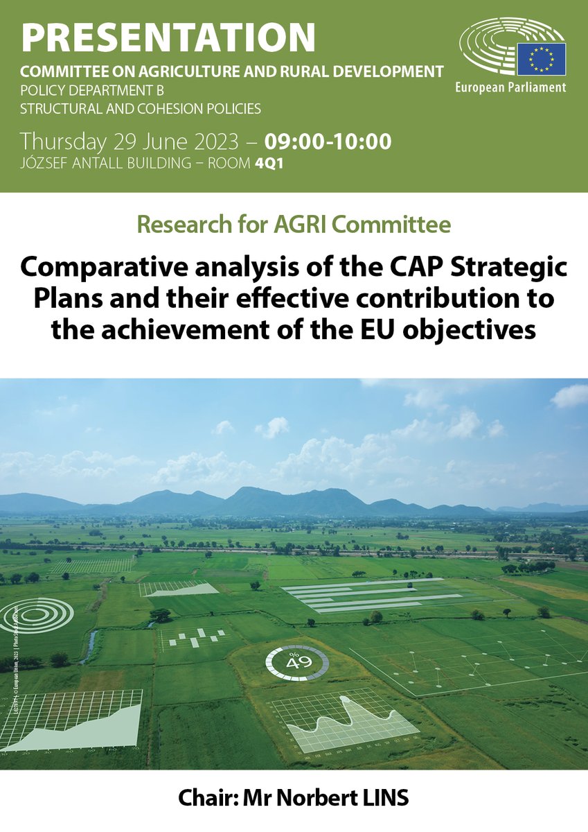 PolicyAGRI's tweet photo. š¢ Itās tomorrow! šļø 29 June 9am! The #studypresentation on āComparative analysis of the #CAP Strategic Plans and their effective contribution to the achievement of the EU objectivesā!
Attend online: https://t.co/ill4OhBPFU
@EP_Agriculture
#Research4Committees https://t.co/d3RzN09toi