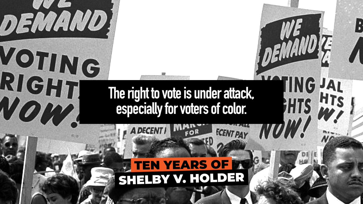 10 years ago today, SCOTUS' Shelby v. Holder decision unleashed a torrent of pervasive and persistent discrimination in voting. Congress must put an end to this by passing the Freedom to Vote Act and restoring the VRA. #RestoreTheVRA