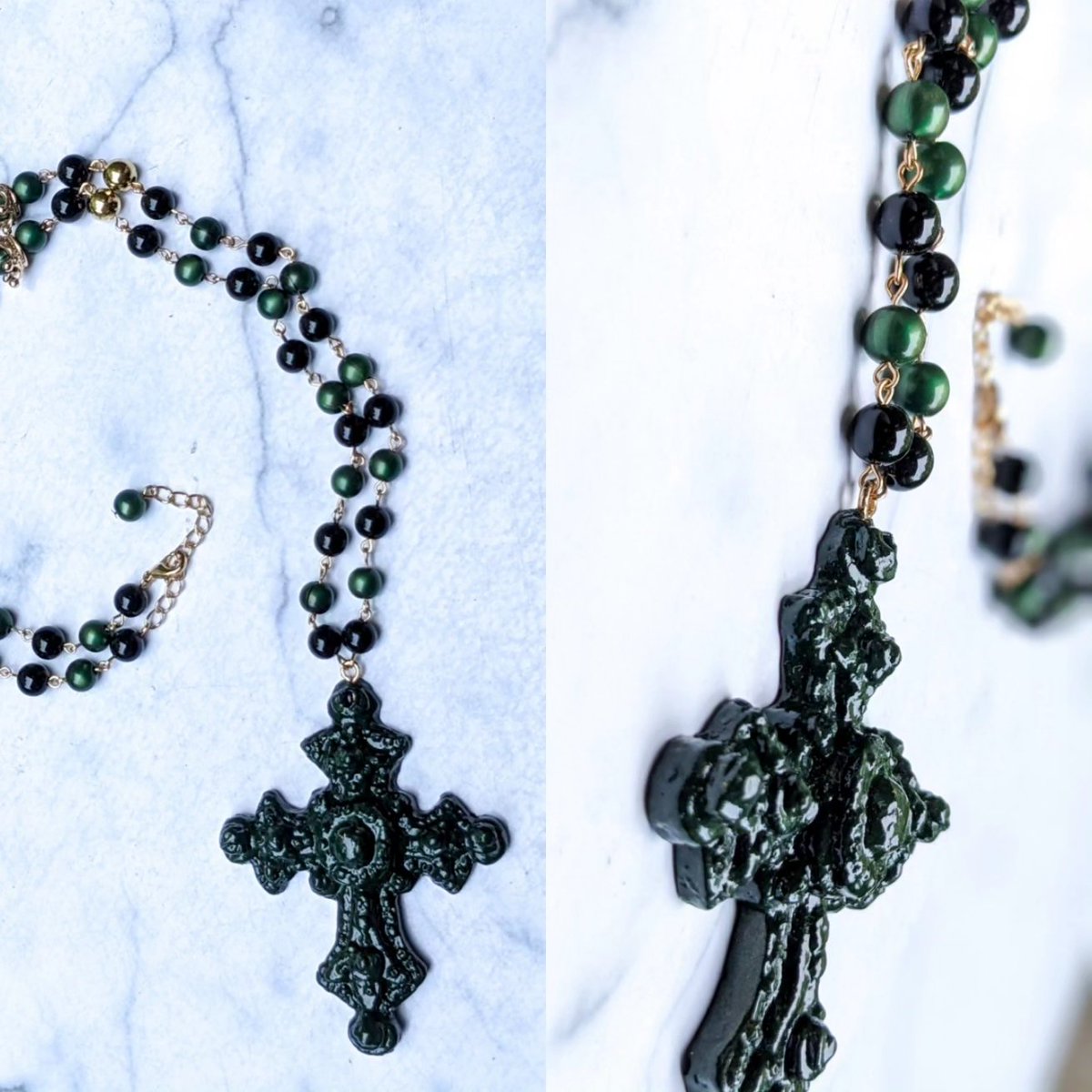 twinklebat_kc's tweet photo. I bought these cool cross pendants at an antique mall a while ago and painted them to make some cool gothic pieces! they are huge, chunky, and super long! https://t.co/s1bmrUKTHH