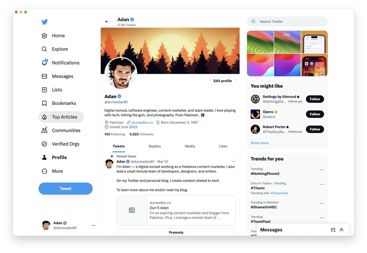 Really loving the web app feature from Safari on macOS Sonoma. 

Apps look surprisingly good, unlike some other implementations I've tried before. 

Btw, Twitter web app is a solid replacement for Twitter for Mac which stopped getting updates months ago.