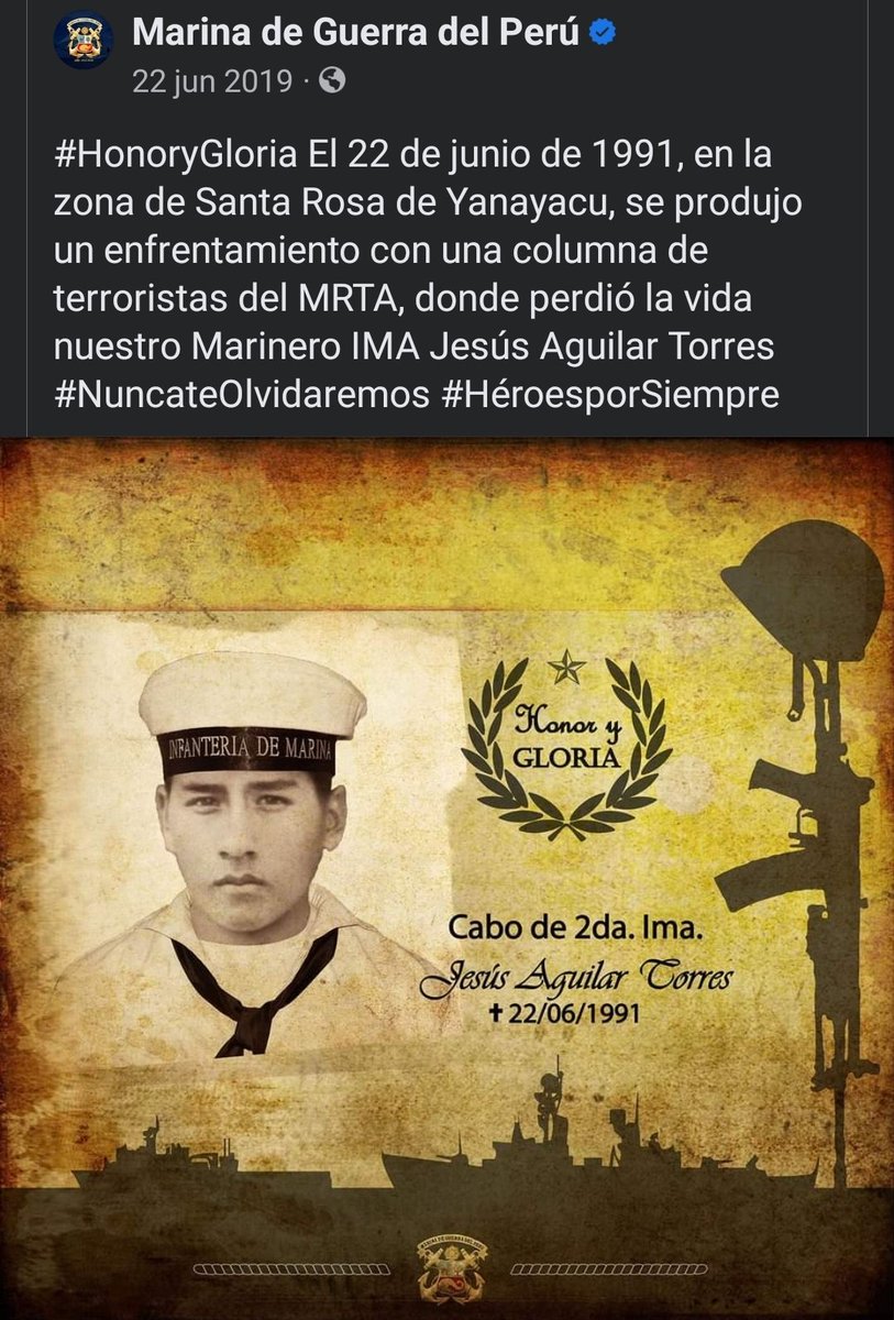 Honor y Gloria a todos los héroes q cayeron defendiendo a l Perú de los enemigos internos #terrorismonuncamas