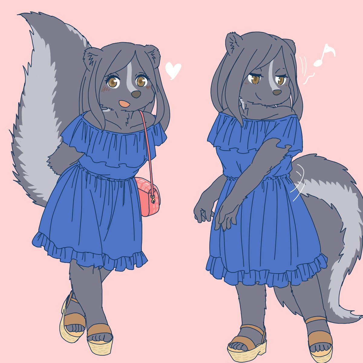 tail 1girl dress animal ears smile furry female furry  illustration images