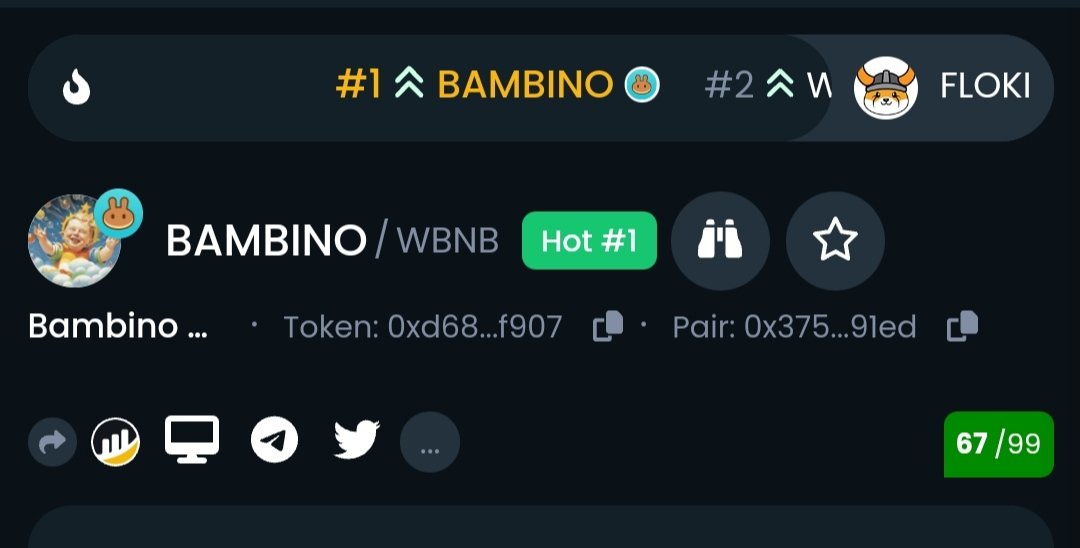 BAMBINOBsc's tweet photo. Top #1 TRENDING ON DEXTOOLS 🎉 https://t.co/us5CtnOZtU