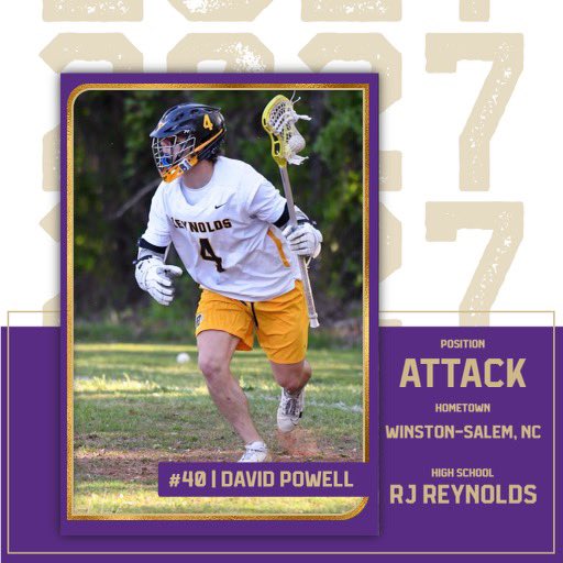 Sewanee Lacrosse (@sewaneetigerlax) on Twitter photo Next up in our 2027 class is another Winston Salem and <a href="/RJR_Lacrosse/">Reynolds Lacrosse</a> alum David Powell! The attackman also played for <a href="/NCFusionLax/">NC Fusion Lacrosse</a>! Welcome, David! #YSR Next up in our 2027 class is another Winston Salem and <a href="/RJR_Lacrosse/">Reynolds Lacrosse</a> alum David Powell! The attackman also played for <a href="/NCFusionLax/">NC Fusion Lacrosse</a>! Welcome, David! #YSR