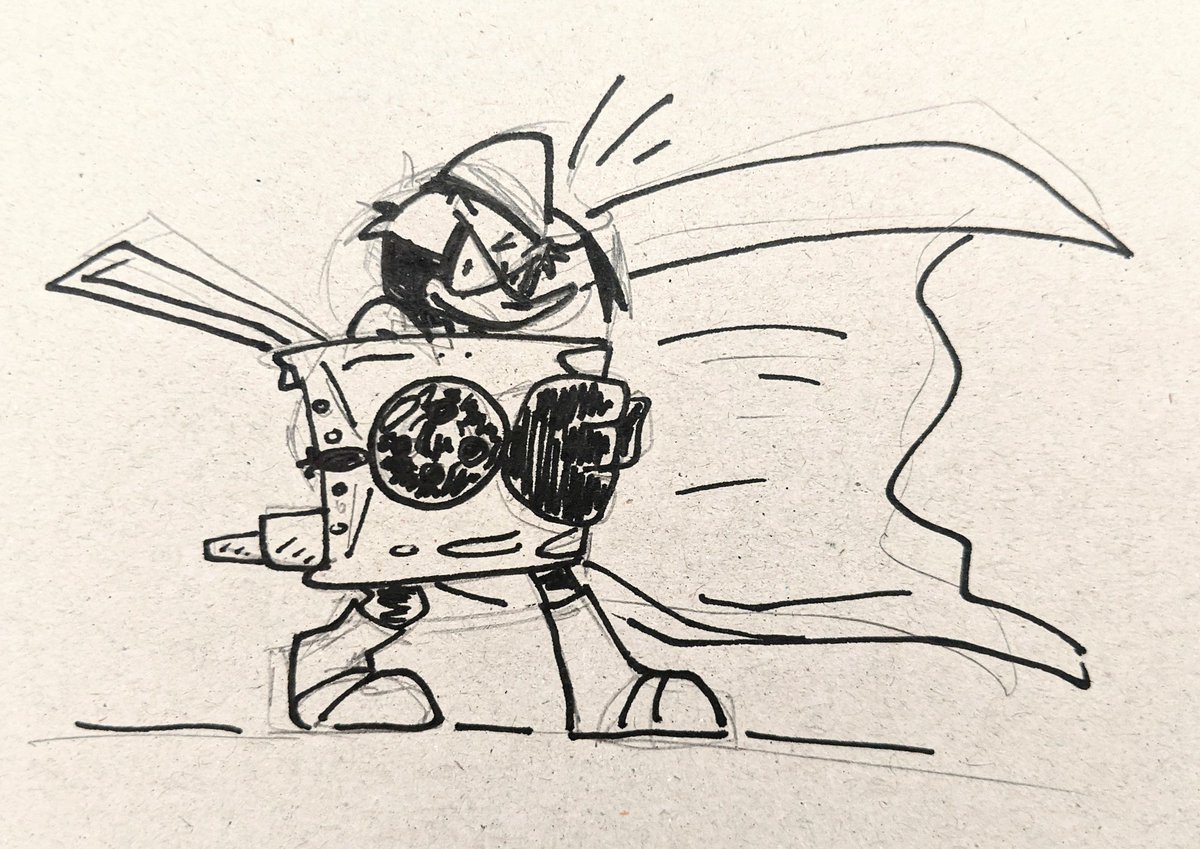 lookacomics's tweet photo. #sketch di #PK sul cartoncino nel retro dello #sketchbook
(Ovviamente tutto il corpo è nascosto dietro lo scudo extransformer per nascondere la mia incapacità di disegnarlo)

#Art #Paperino #disney  #fanart #paperinik #duckavenger #donaldduck https://t.co/78rXyCzV3u