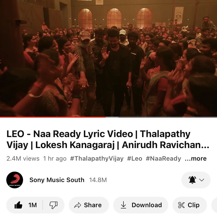 Record alert : 1 Million Likes 🔥 #NaaReady #Leo @actorvijay