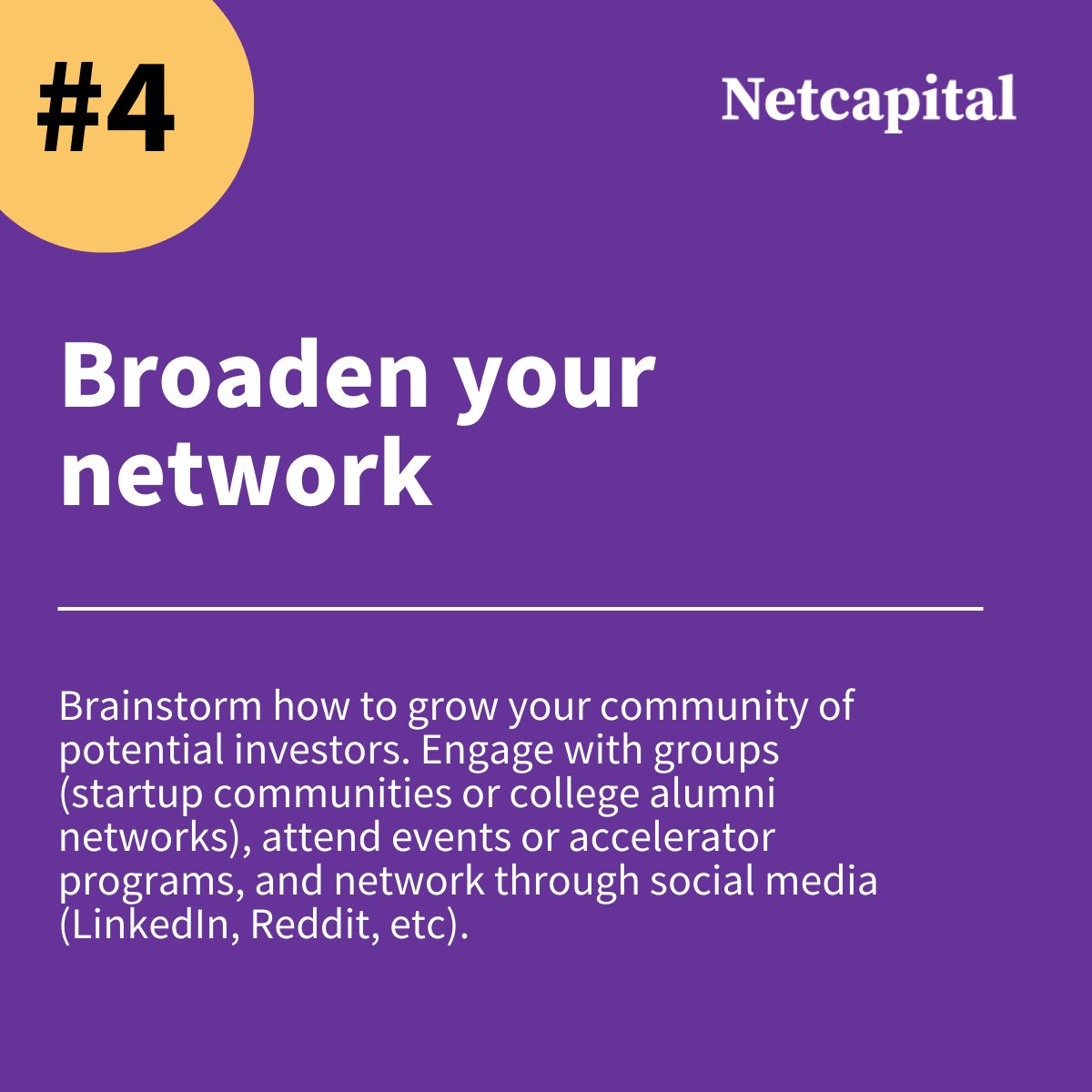 jfrishman37's tweet photo. Looking to #RaiseCapital? @netcapital recently shared our fundraising best practices for #entrepreneurs building their investor community. Swipe through for tips and contact us to find out how we can help you get started: https://t.co/7NM4mtkeFx https://t.co/eB5o2kAxLD