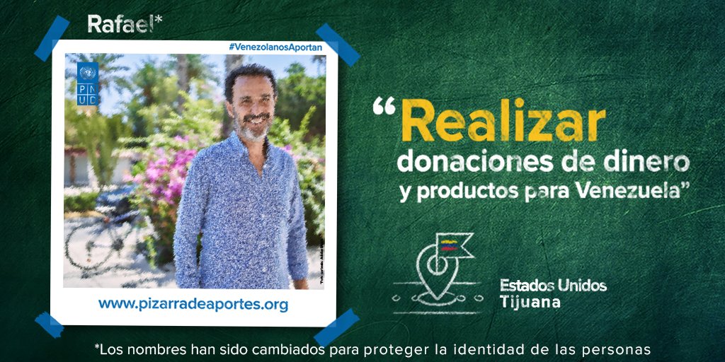 PNUDVenezuela's tweet photo. Cada quien apoya desde sus posibilidades y en el caso de Rafael, su aporte va desde Estados Unidos hasta Venezuela.

¿Conoces a alguien como él?

Compártele este tweet y dale las gracias por ser un gran ejemplo. 💙 https://t.co/xzXynaLWxw