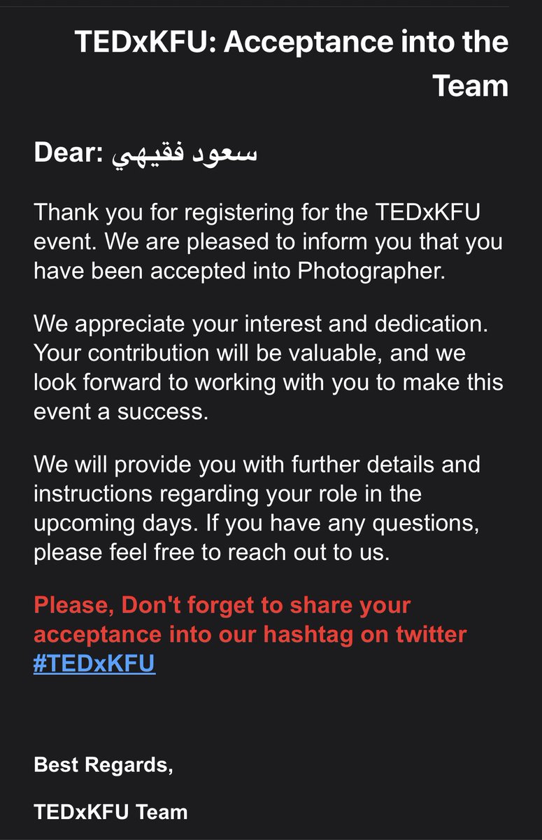 هلا هلا🤩❤️‍🔥 
#TEDxKFU