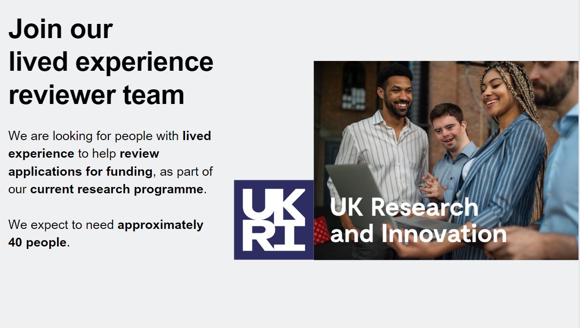 📢 Could you be a <a href="/UKRI_News/">UK Research and Innovation</a> lived experience reviewer? You'll need to review funding applications that focus on using community assets to help health and care systems tackle health inequalities across the UK. 

Find out more: canva.com/design/DAFmYUs…