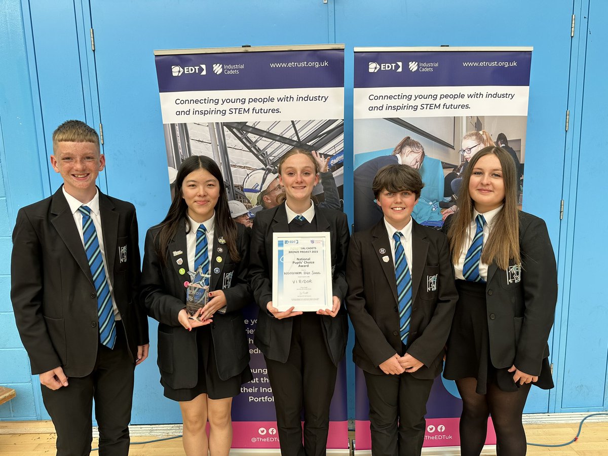 EDTScotland's tweet photo. Well done to @WoodfarmHigh on winning the Pupils’ Choice Award at Scotland’s @IndustrialCadet Bronze National Final!  @BE_STbuild @ViridorUK https://t.co/Fyy02UP3aa